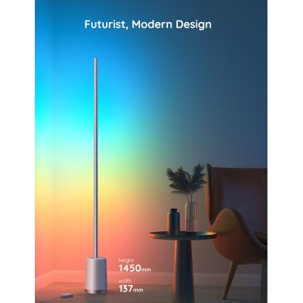 Govee - Himmennettävä LED-lattiavalaisin Lyra Smart RGBICWW 2200-6500K Wi-Fi + kauko-ohjaus