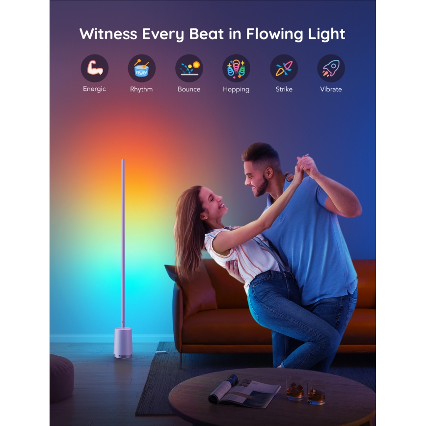Govee - Himmennettävä LED-lattiavalaisin Lyra Smart RGBICWW 2200-6500K Wi-Fi + kauko-ohjaus