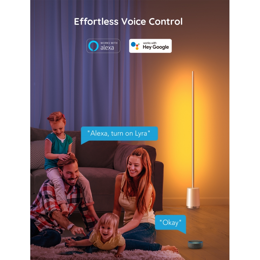 Govee - Himmennettävä LED-lattiavalaisin Lyra Smart RGBICWW 2200-6500K Wi-Fi + kauko-ohjaus