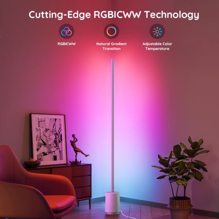 Govee - Himmennettävä LED-lattiavalaisin Lyra Smart RGBICWW 2200-6500K Wi-Fi + kauko-ohjaus