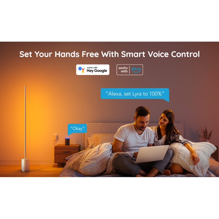 Govee - Himmennettävä LED-lattiavalaisin Lyra Smart RGBICWW 2200-6500K Wi-Fi + kauko-ohjaus