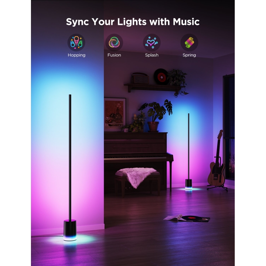 Govee - Himmennettävä LED-lattiavalaisin Smart MATTER LED RGBICWW 2200-6500K Wi-Fi + kauko-ohjaus