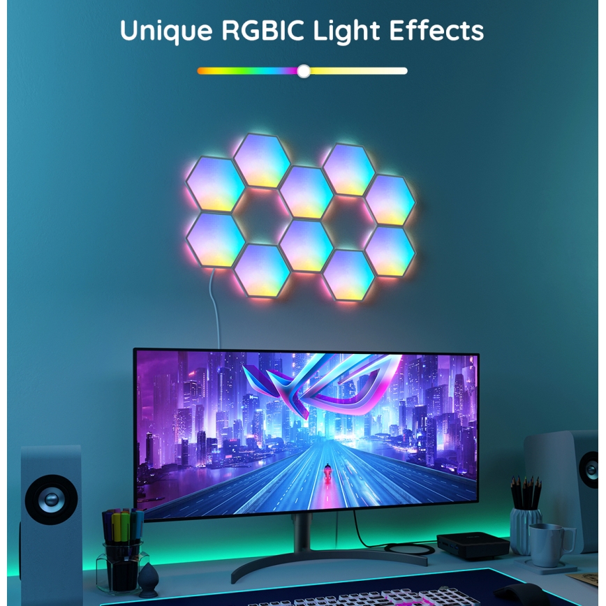 Govee - SETTI 10x LED RGB Himmennyspaneeli LED/36W/230V Wi-Fi