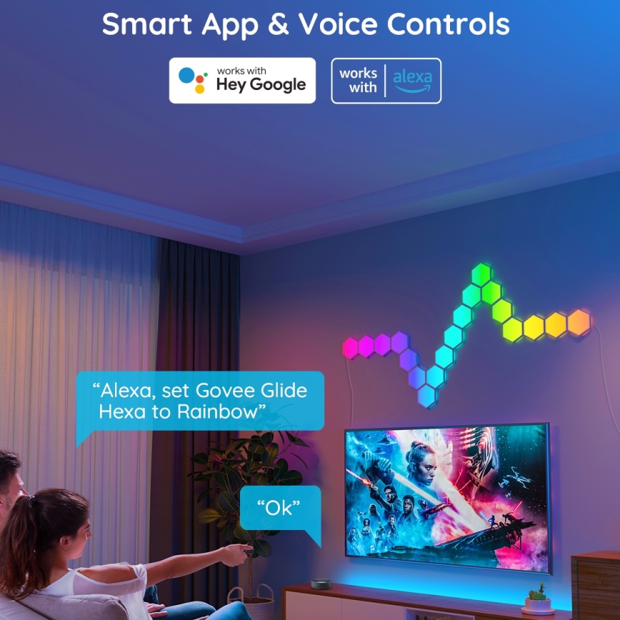 Govee - SETTI 10x LED RGB Himmennyspaneeli LED/36W/230V Wi-Fi