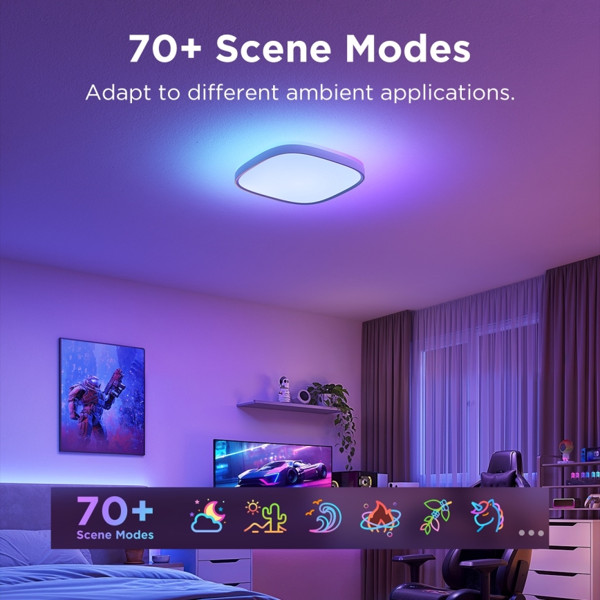 Govee - LED RGBIC Himmennettävä kattovalaisin LED/24W/230V 2700-6500K Wi-Fi