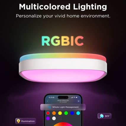 Govee - LED RGBIC Himmennettävä kattovalaisin LED/24W/230V 2700-6500K Wi-Fi
