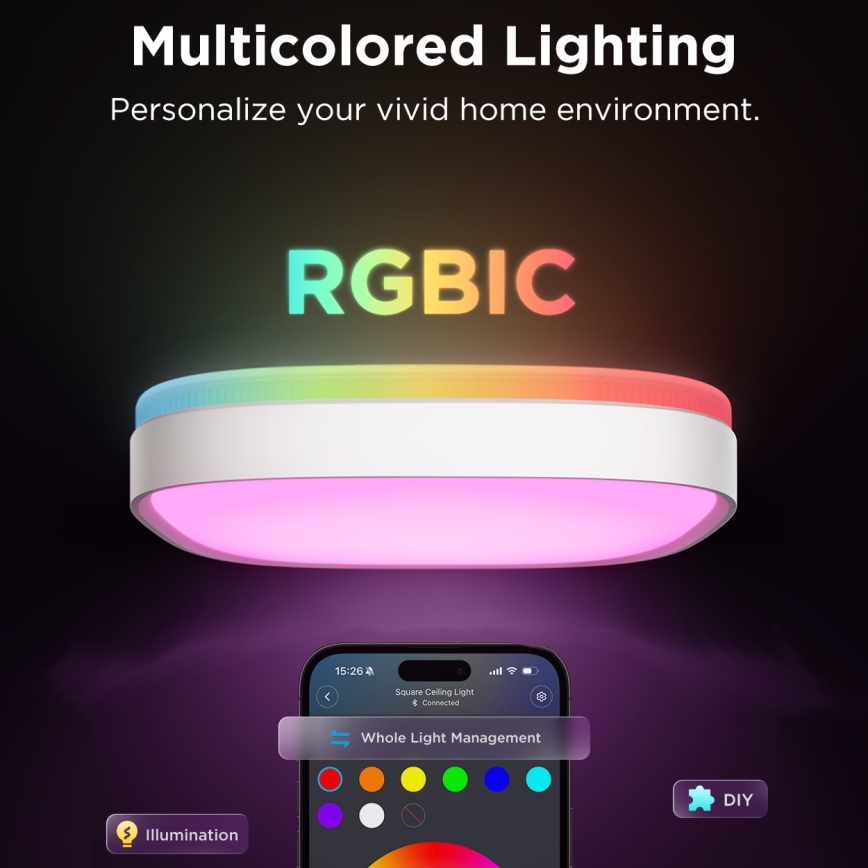Govee - LED RGBIC Himmennettävä kattovalaisin LED/24W/230V 2700-6500K Wi-Fi