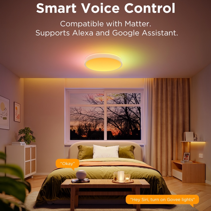 Govee - LED RGBIC Himmennettävä kattovalaisin LED/49W/230V 2700-6500K Wi-Fi