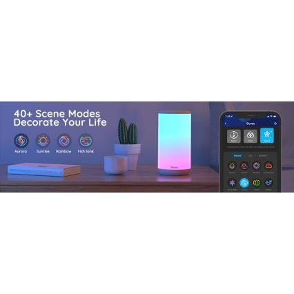 Govee - LED RGBIC Himmennettävä pöytävalaisin AURA 2 2200-6500K Wi-Fi Matter