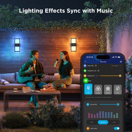 Govee - LED RGBIC Himmennettävä ulkoseinävalaisin anturilla LED/230V IP65 2700-6500K Wi-Fi