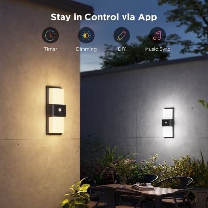 Govee - LED RGBIC Himmennettävä ulkoseinävalaisin anturilla LED/230V IP65 2700-6500K Wi-Fi