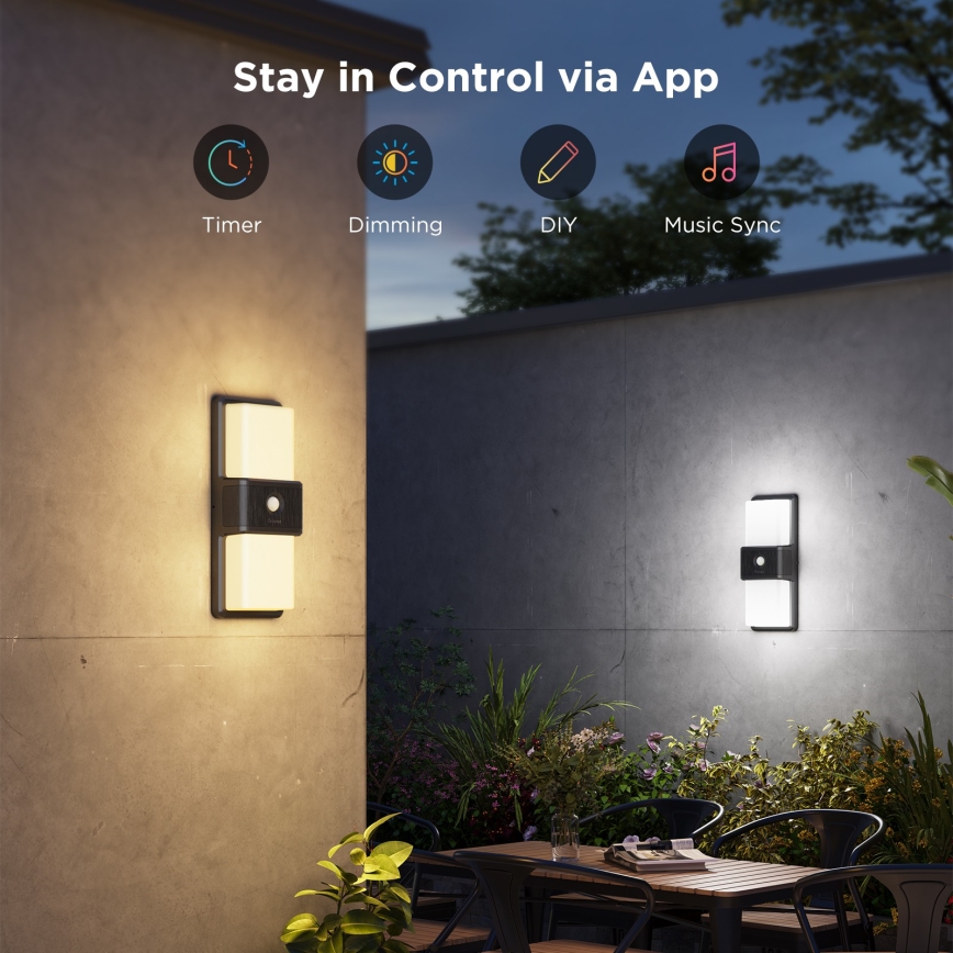Govee - LED RGBIC Himmennettävä ulkoseinävalaisin anturilla LED/230V IP65 2700-6500K Wi-Fi