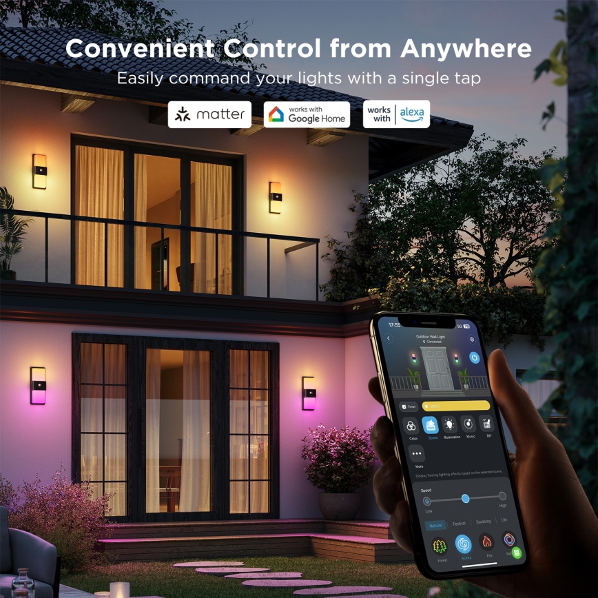 Govee - LED RGBIC Himmennettävä ulkoseinävalaisin anturilla LED/230V IP65 2700-6500K Wi-Fi