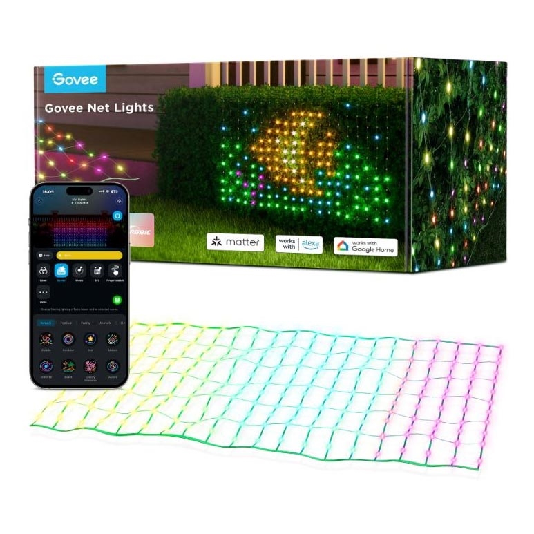 Govee - LED RGBIC Ulkovalaistusverkko 143x85cm Wi-Fi Matter IP65