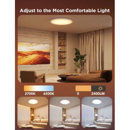 Govee - LED RGBICWW himmennettävä kattovalaisin LED/29W/230V, halkaisija 30 cm, mattapintainen, Wi‑Fi