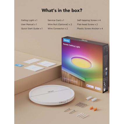 Govee - LED RGBICWW himmennettävä kattovalaisin LED/29W/230V, halkaisija 30 cm, mattapintainen, Wi‑Fi