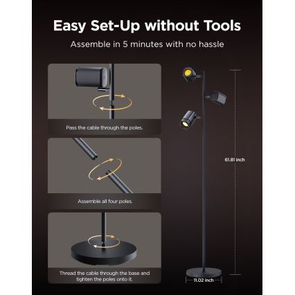 Govee - LED RGBICWW Himmennettävä lattiavalaisin TREE MATTER LED/48W/230V Wi-Fi