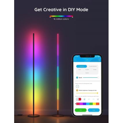 Govee - LED RGBW himmennettävä lattiavalaisin LITE MATTER LED/24W/230V Wi-Fi