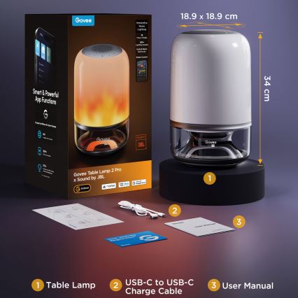 Govee - LED RGBW Himmennettävä pöytälamppu kaiuttimella LED/36W/12V Wi-Fi