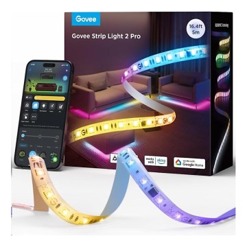 Govee - LED RGBWWIC Himmennettävä nauha Nauha Valaistus 2 Pro 5m Wi-Fi Matter