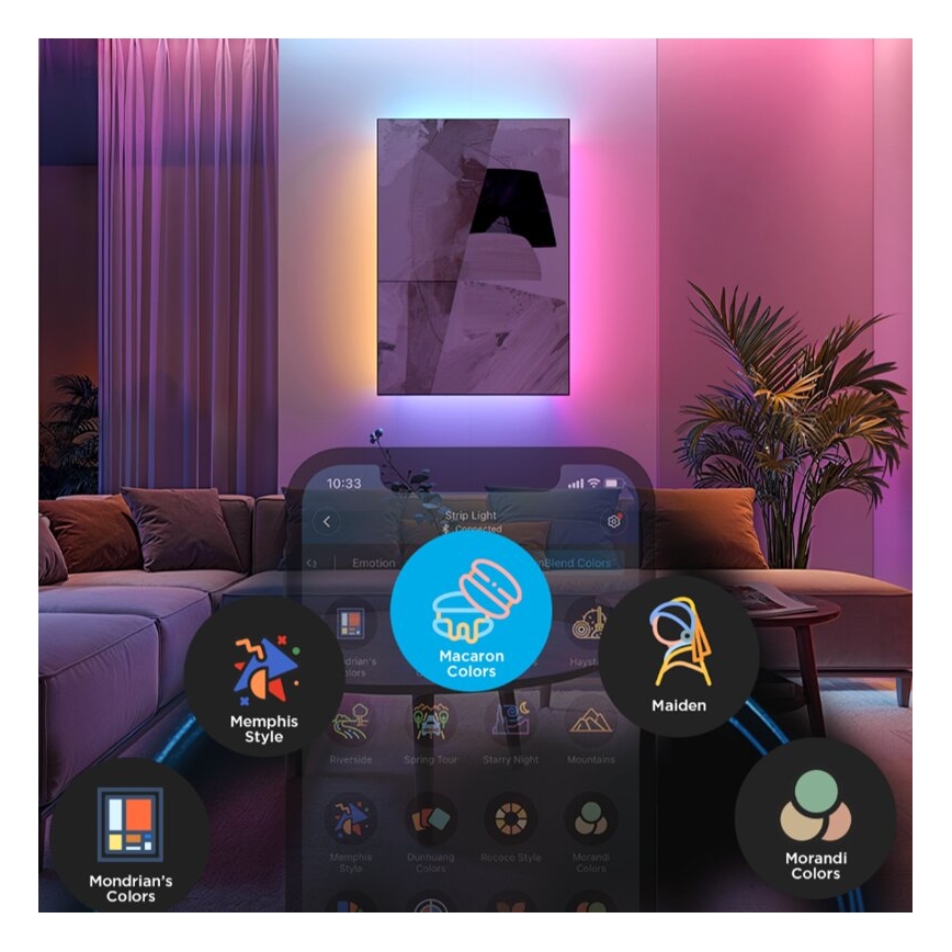 Govee - LED RGBWWIC Himmennettävä nauha Nauha Valaistus 2 Pro 5m Wi-Fi Matter