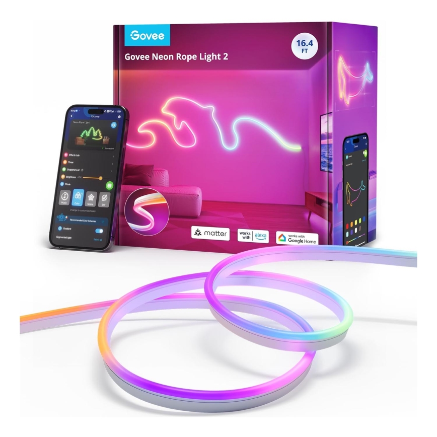 Govee - Neon 2 MATTER taivutettava LED-nauha 5m RGBIC Wi-Fi IP67