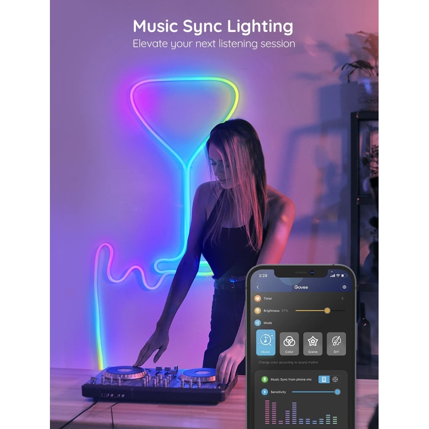 Govee - Neon SMART taivutettava LED-nauha RGBIC 2m Wi-Fi IP67