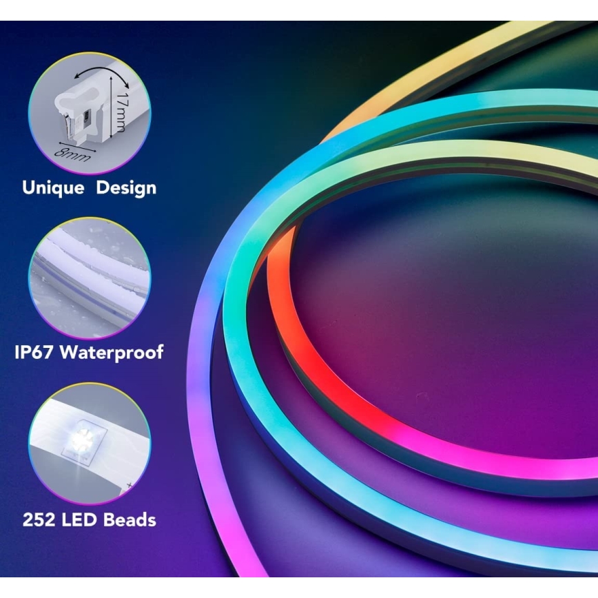 Govee - Neon SMART taivutettava LED-nauha RGBIC 2m Wi-Fi IP67