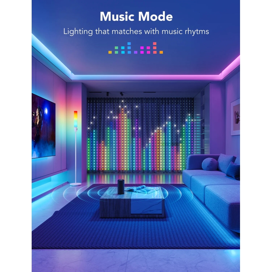 Govee - RGBIC Valoverho 520 LED 1,5x2m Wi-Fi IP65