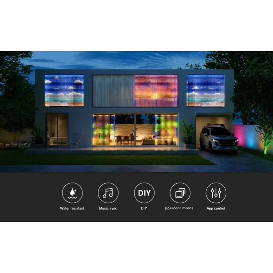 Govee - RGBIC Valoverho 520 LED 1,5x2m Wi-Fi IP65