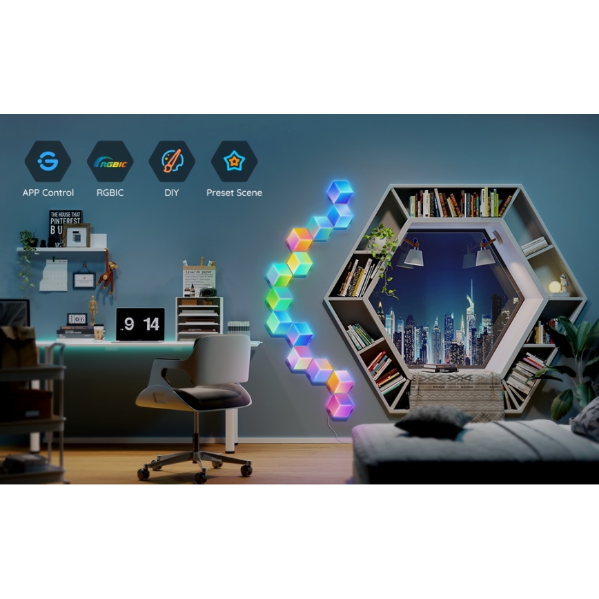 Govee - SETTI 10x LED-valo Glide Hexa Pro LED Smart RGBIC Wi-Fi