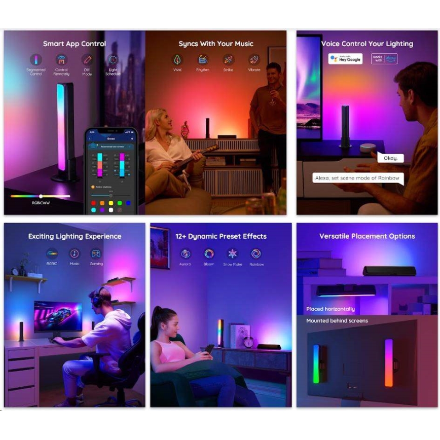 Govee - SETTI 2x Flow Plus SMART LED TV & Gaming - RGBICWW Wi-Fi
