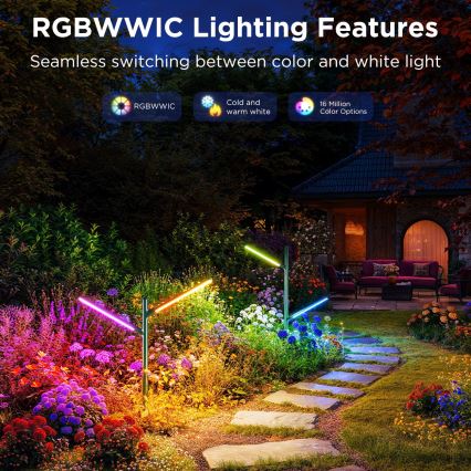 Govee - SETTI 2x LED RGBICWW Himmennettävä ulko lamppu LED/18W/230V IP66 2700-6500K Wi-Fi