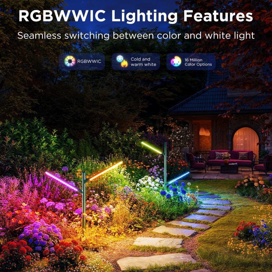 Govee - SETTI 2x LED RGBICWW Himmennettävä ulko lamppu LED/18W/230V IP66 2700-6500K Wi-Fi