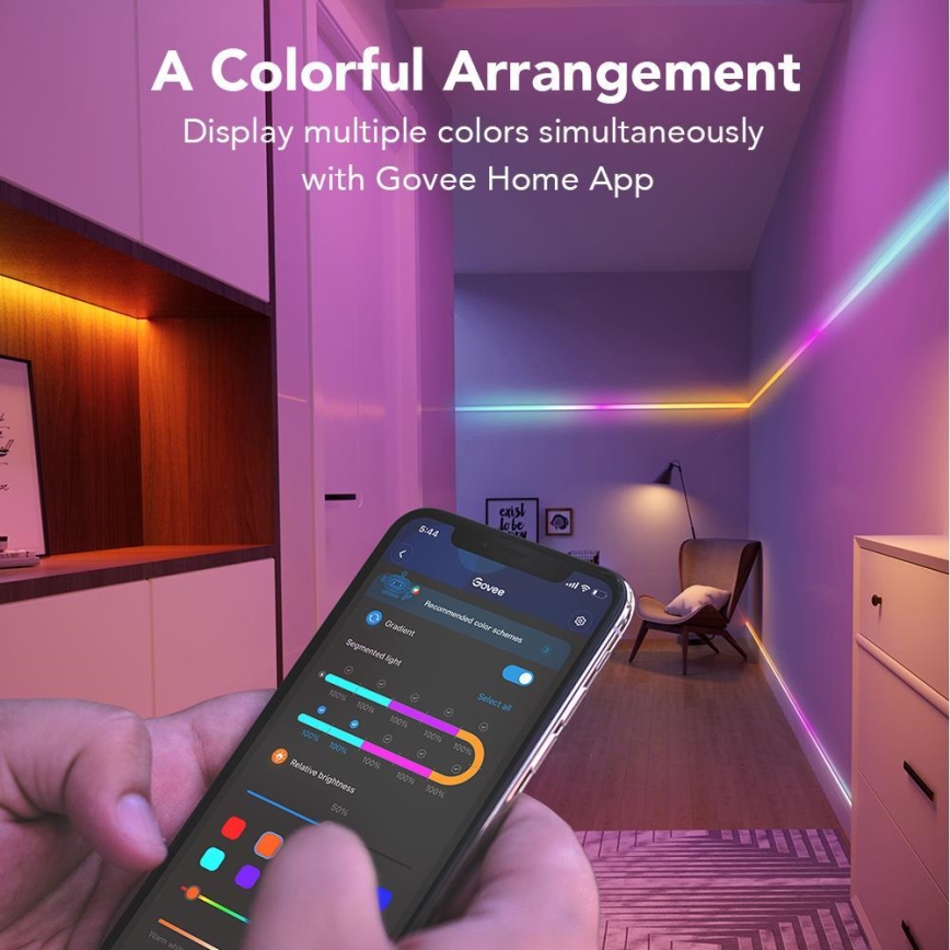 Govee - Wi-Fi RGBIC Smart PRO LED-nauha 5m - erityisen kestävä