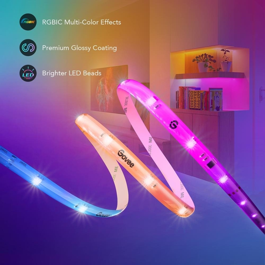 Govee - Wi-Fi RGBIC Smart PRO LED-nauha 5m - erityisen kestävä