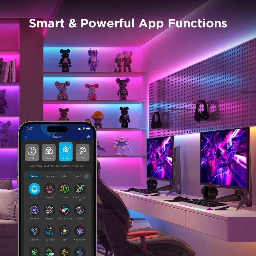 Govee - Wi-Fi RGBICW Smart PRO LED-nauha 5m MATTER  - erityisen kestävä