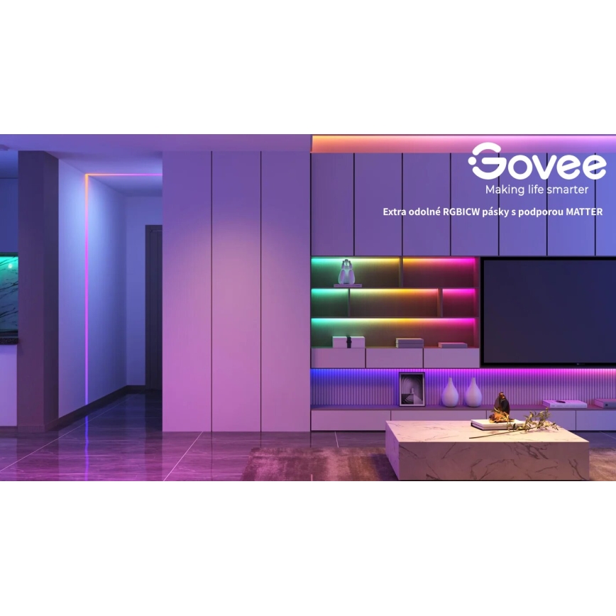 Govee - Wi-Fi RGBICW Smart PRO LED-nauha 5m MATTER  - erityisen kestävä