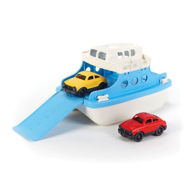Green Toys - Lautta autoilla valkoinen/sininen
