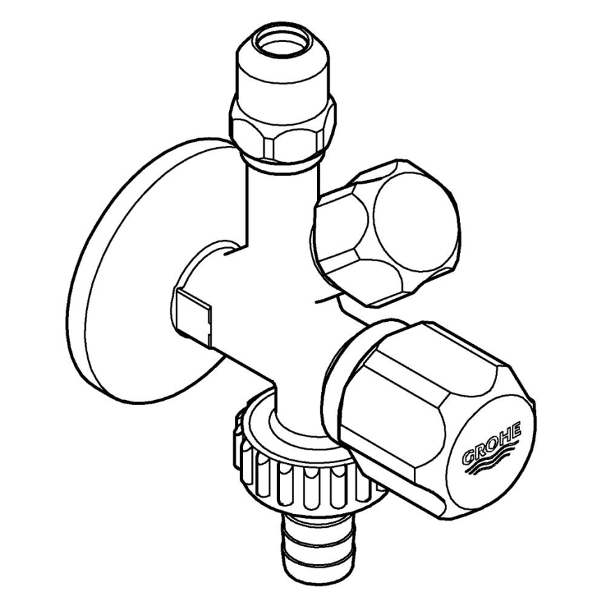 GROHE 22035000 - Kombi-kulmaventtiili UNIVERSAL DN 15, kiiltävä kromi
