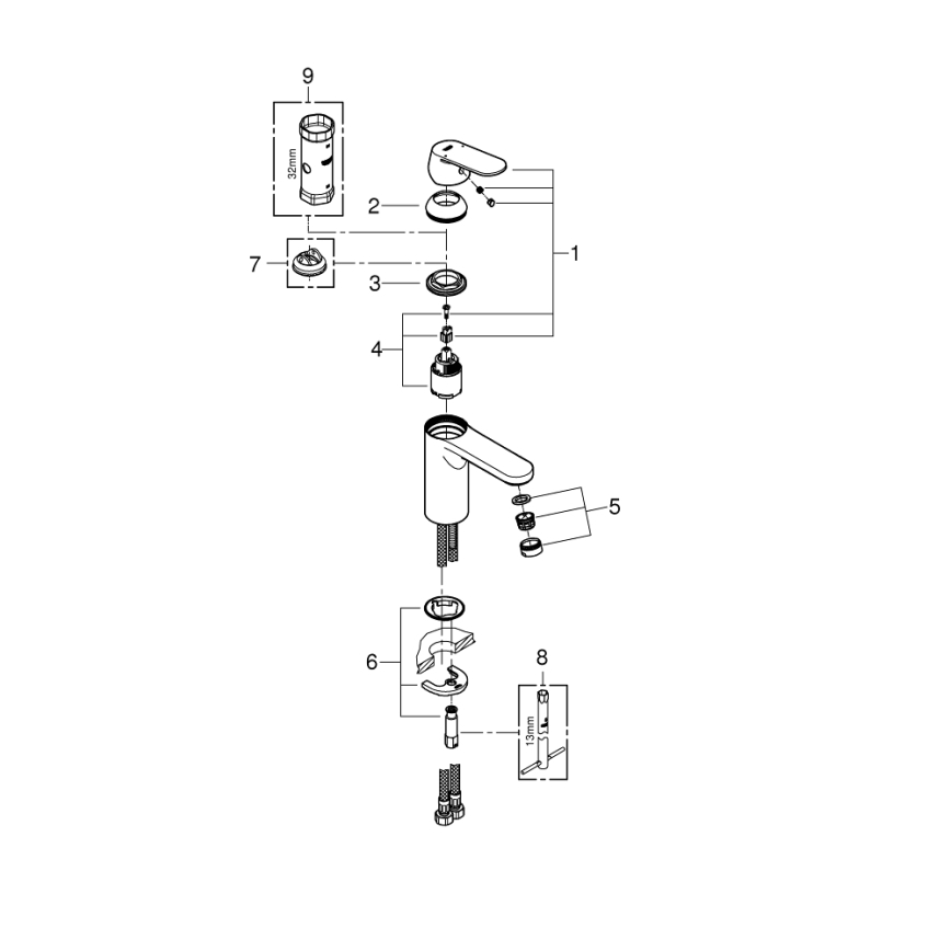 GROHE 23327000 - Pesuallosekoitin EUROSMART COSMOPOLITAN DN 15 koko M kromi