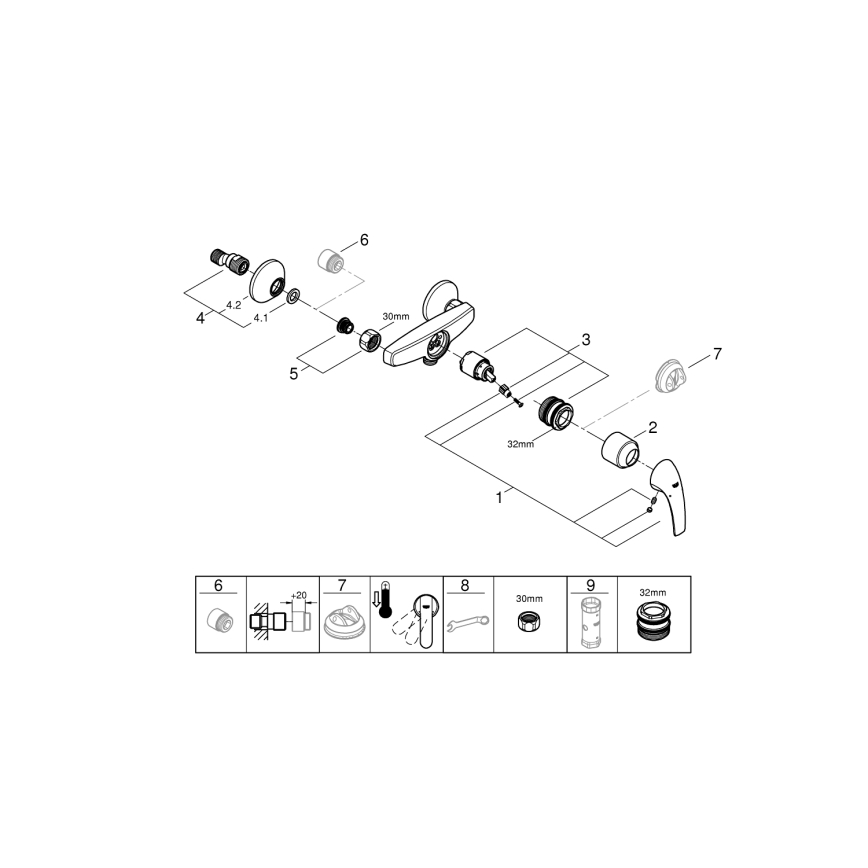 GROHE 23631000 - Suihkuhana BAUCURVE 150 mm kiiltävä kromi