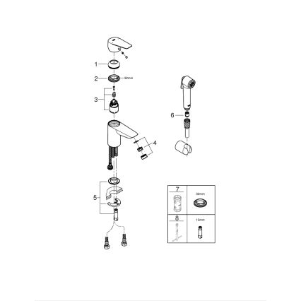 GROHE 23773001 - Pesuallashana START EDGE, koko S, kiiltävä kromi