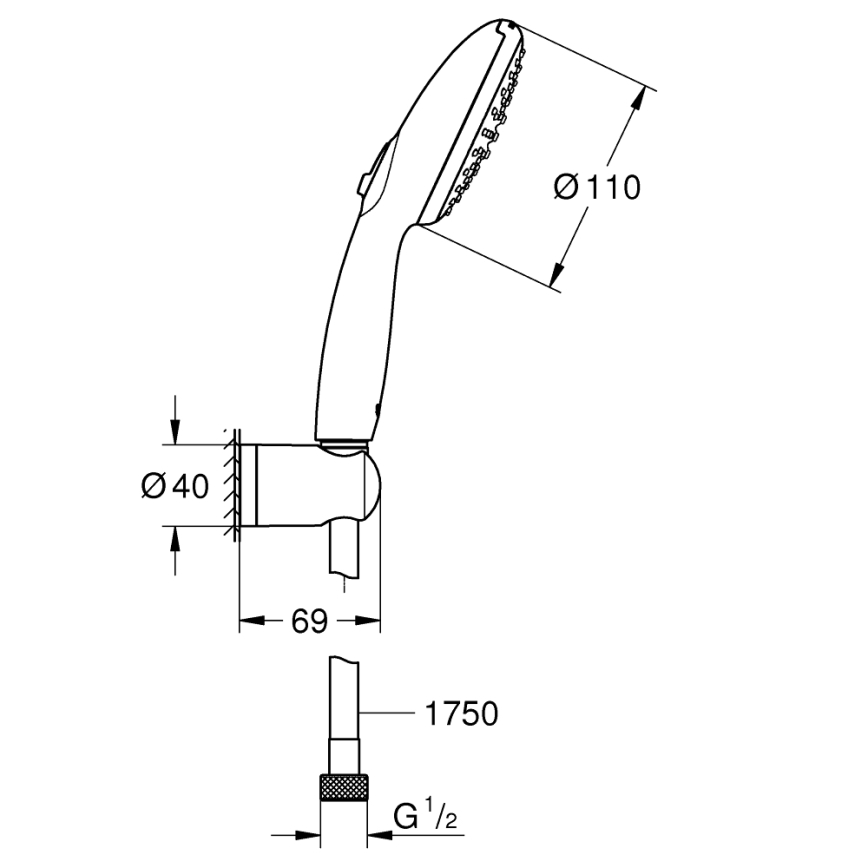 GROHE 279502431 - Suihkusetti VITALIO START 110 110 mm musta