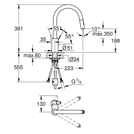 GROHE 31481001 - Keittiöhana EUROSMART COSMOPOLITAN, kiiltävä kromi