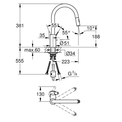 GROHE 31481001 - Keittiöhana EUROSMART COSMOPOLITAN, kiiltävä kromi