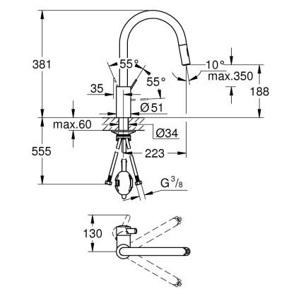 GROHE 31481001 - Keittiöhana EUROSMART COSMOPOLITAN, kiiltävä kromi