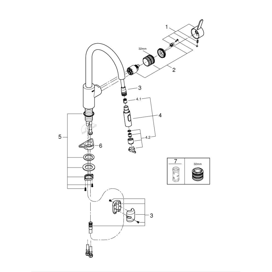 GROHE 31481001 - Keittiöhana EUROSMART COSMOPOLITAN, kiiltävä kromi