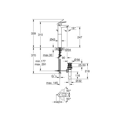 GROHE 32856000 - Pesuallashana BAULOOP 12” kiiltävä kromi