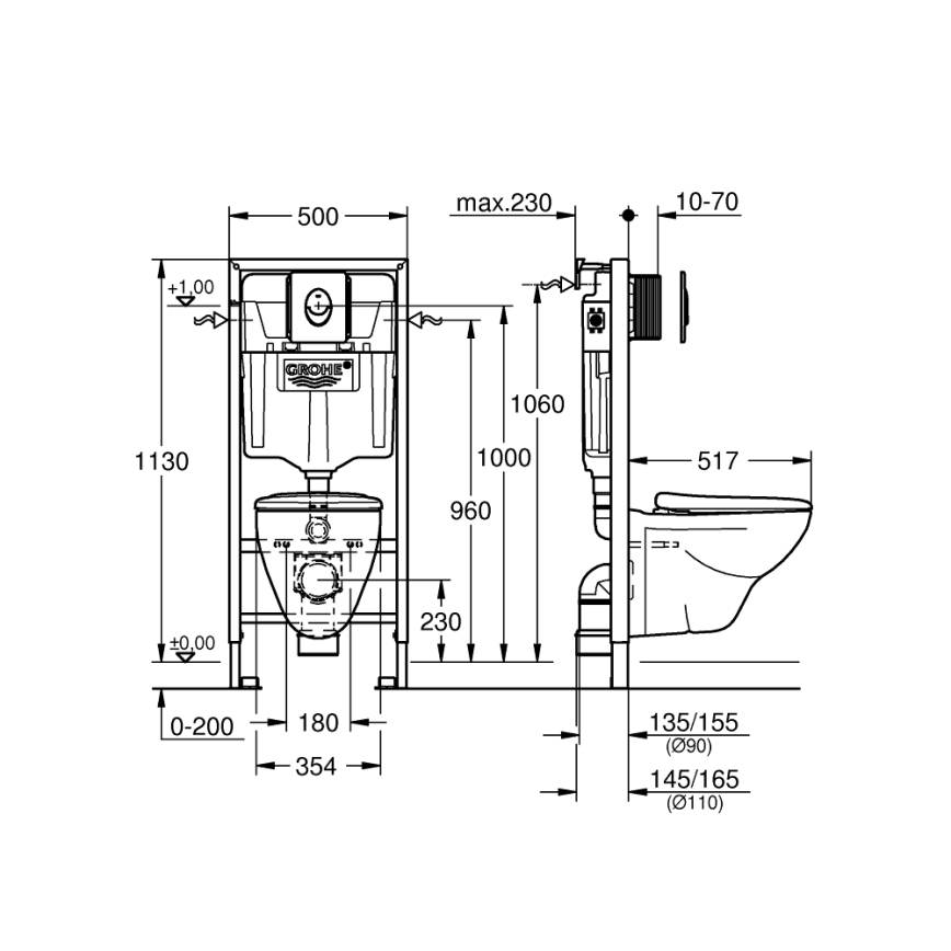GROHE 39192000 - 4-in-1-setti SOLIDO 1,13 m durovalkoinen